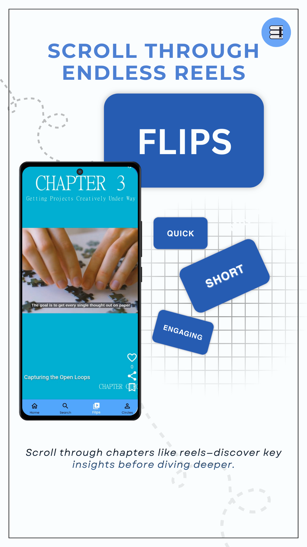 Flips reels inside Chapter Circle